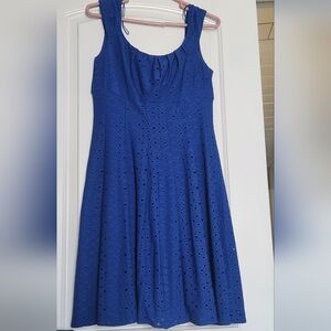 Chic Blue Eyelet Midi Dress